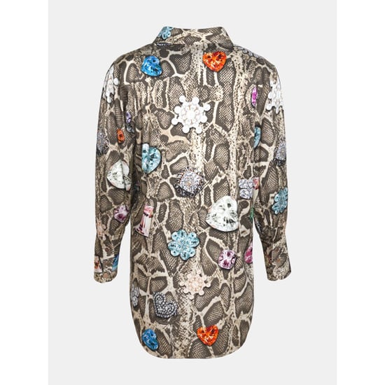 Mucho Gusto Blouse aachen in beige slangenprint met kleurrijke broches - Image 2