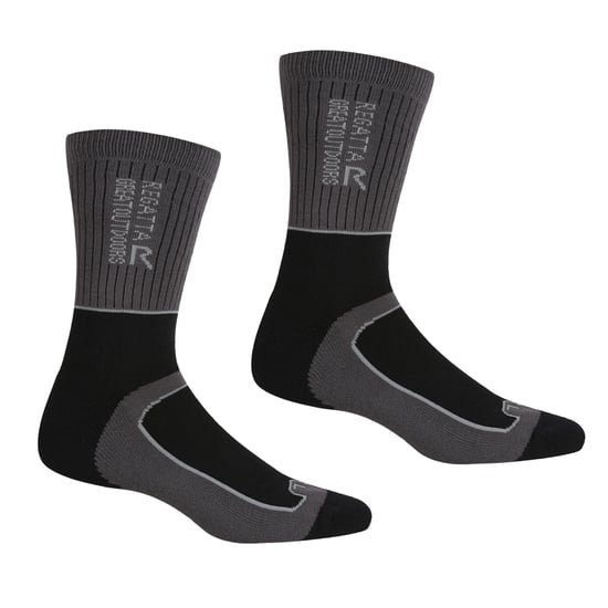 Regatta Mens Samaris 2 Season Socks (Pack of 2) (Black/Dark Steel) - Image 1