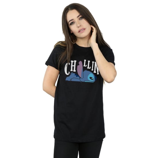 Disney Womens/Ladies Lilo And Stitch Chillin Cotton Boyfriend T-Shirt (Black) - Image 2
