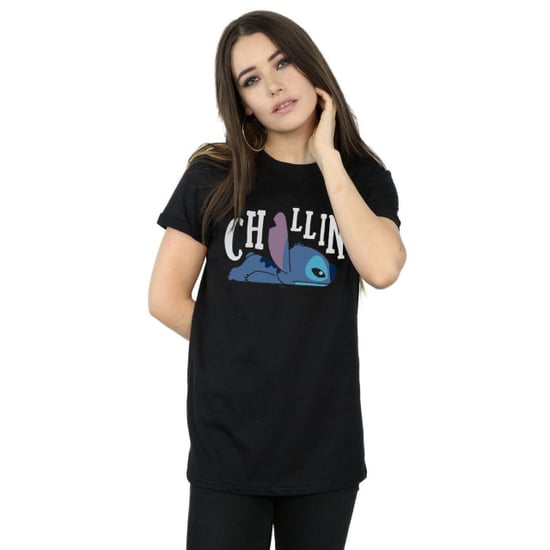Disney Womens/Ladies Lilo And Stitch Chillin Cotton Boyfriend T-Shirt (Black) - Image 3