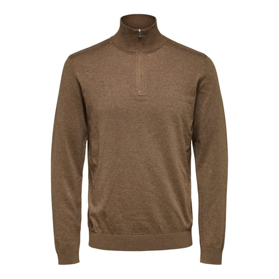 Selected Berg half zip cardigan teak - Image 1