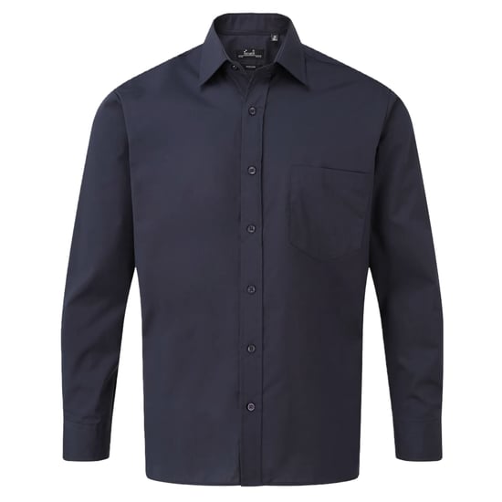 Premier Mens Poplin Long-Sleeved Shirt (Navy) - Image 1