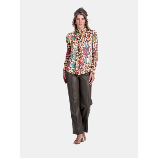 Mucho Gusto Blouse vinci met panterprint en kunstzinnige gedrukte tasjes - Image 2