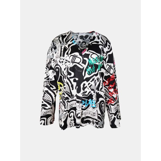 Mucho Gusto Blouse rno in zwart-wit ‘thank you for the music’ print - Image 2