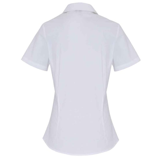 Premier Womens/Ladies Cotton Poplin Stretch Short-Sleeved Shirt (White) - Image 2