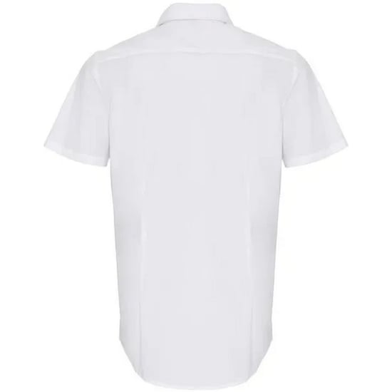 Premier Kortärmad skjorta i poplin och stretch för herrar (Vit) - Image 2