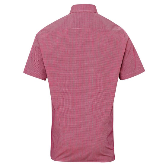 Premier Heren micro gingham geruit katoenen overhemd met korte mouwen - Image 2