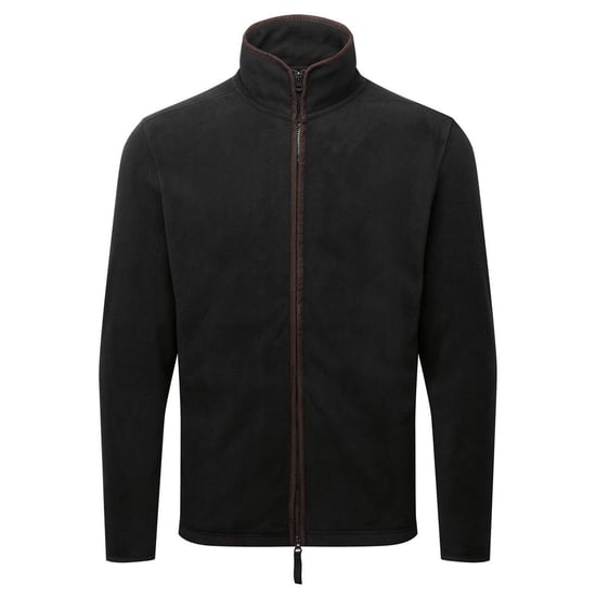 Premier Mens Artisan Fleece Jacket (Black/Brown) - Image 1