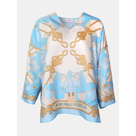 Mucho Gusto Zijden blouse seta ketting en kwasten print - Image 4