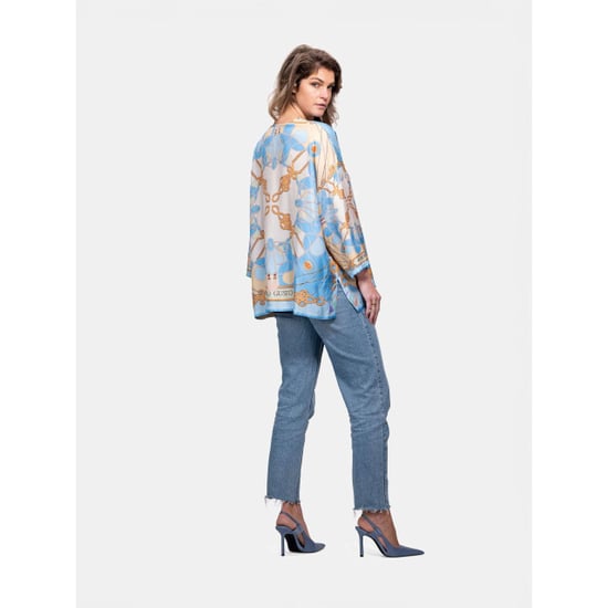 Mucho Gusto Zijden blouse seta ketting en kwasten print - Image 5