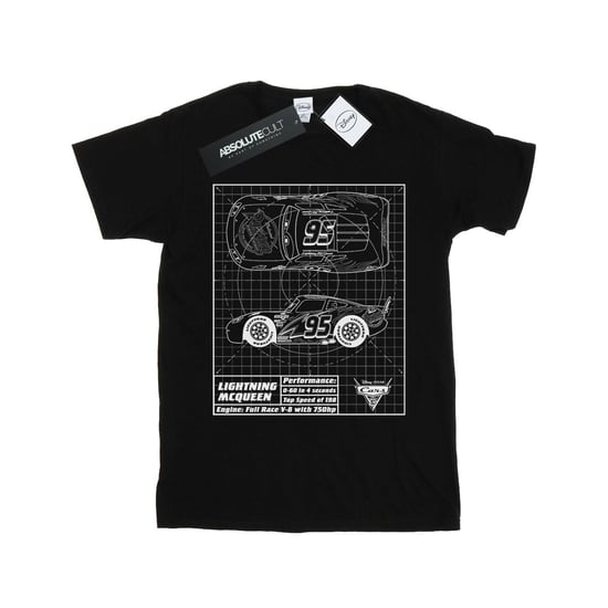 Disney Womens/Ladies Cars Lightning McQueen Blueprint Cotton Boyfriend T-Shirt (Black) - Image 1