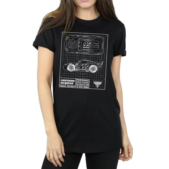 Disney Womens/Ladies Cars Lightning McQueen Blueprint Cotton Boyfriend T-Shirt (Black) - Image 3