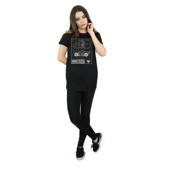 Disney Womens/Ladies Cars Lightning McQueen Blueprint Cotton Boyfriend T-Shirt (Black) - Image 4