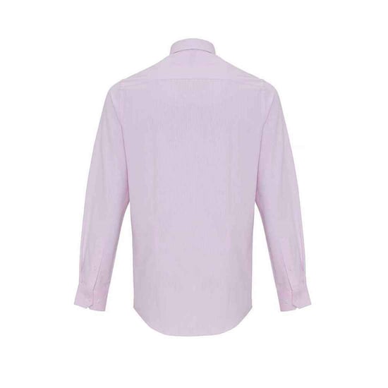 Premier Mens Stripe Oxford Shirt (White/Pink) - Image 2