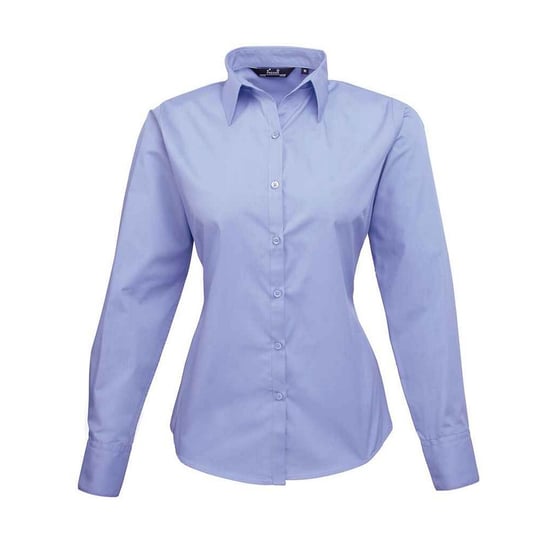 Premier Långärmad blus i poplin för damer/damer (Mellanblått) - Image 1