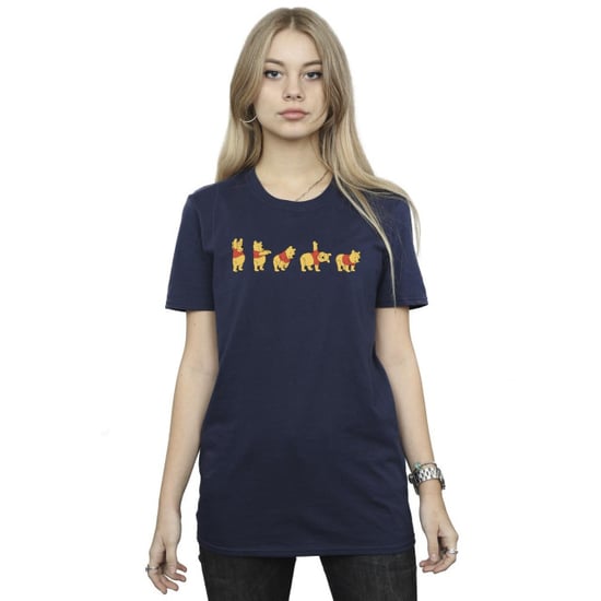 Disney Womens/Ladies Winnie The Pooh Stretching Cotton Boyfriend T-Shirt (Navy Blue) - Image 4