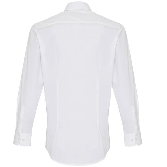 Premier Mens Stretch Fit Poplin långärmad skjorta (Vit) - Image 2