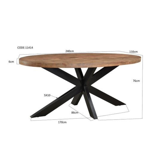 Brix eetkamertafel ovaal 240 cm mangohout - - Image 3