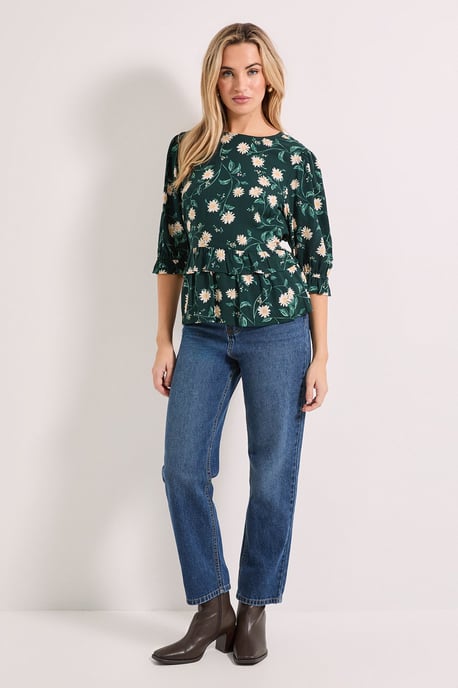 Frill Peplum Hem Printed Blouse - Image 2