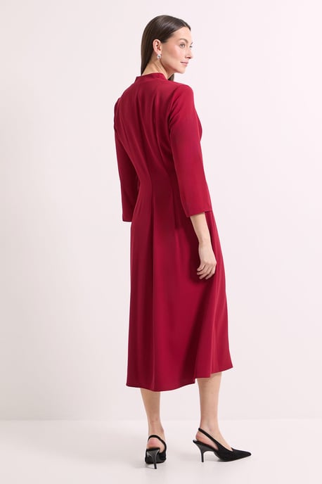 Panel And Pleat Detail Crepe Midi Dress - Image 3