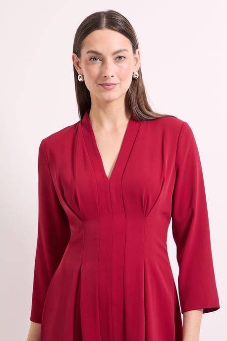 Panel And Pleat Detail Crepe Midi Dress - Image 4
