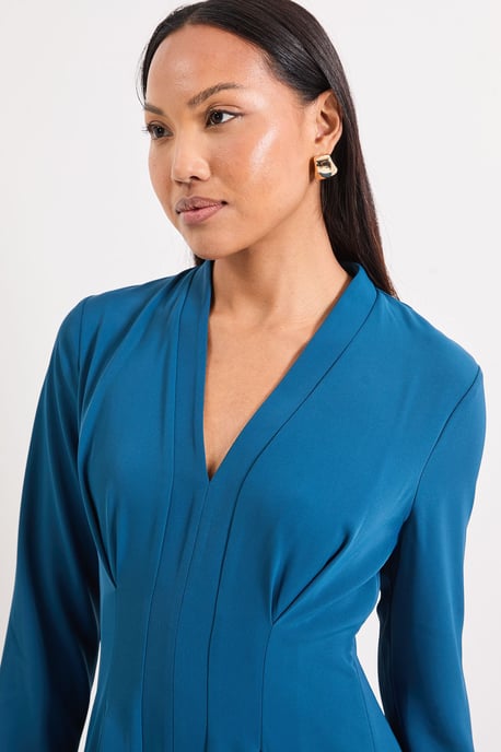 Panel And Pleat Detail Crepe Midi Dress - Image 2