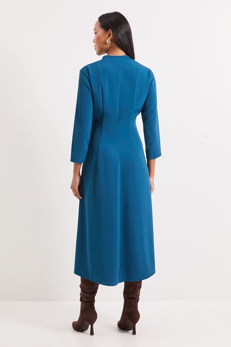 Panel And Pleat Detail Crepe Midi Dress - Image 3