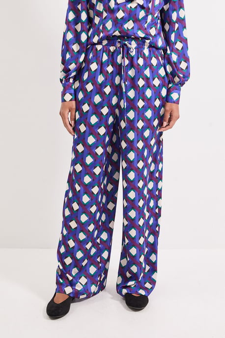Printed Satin Elastic Waist Trousers - Image 2