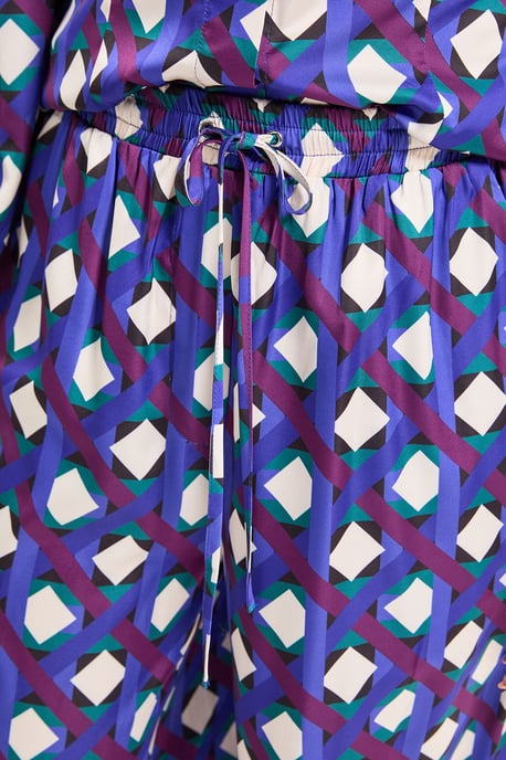 Printed Satin Elastic Waist Trousers - Image 4