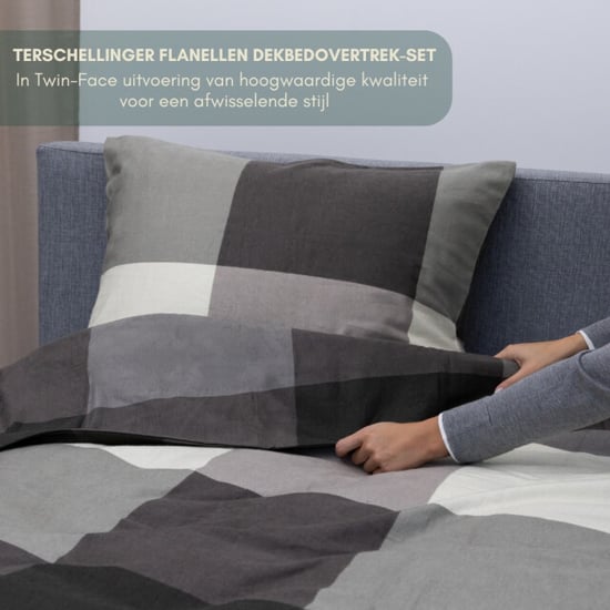 Terschellinger Wolweelde Luxueuze terschellinger flanellen winter dekbedovertrekset – modern blokpatroon - Image 2