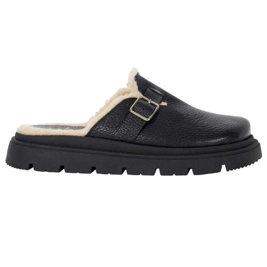 Dune London Dames/Dames Gene Leren Faux Shearling Gevoerde Klompen (Zwart) - Image 1
