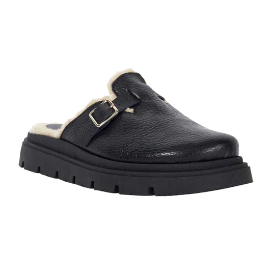 Dune London Dames/Dames Gene Leren Faux Shearling Gevoerde Klompen (Zwart) - Image 3