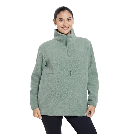Mountain Warehouse Dam/kvinnor Cosy Sherpa Halv dragkedja Maternity Fleece Top (Khaki grönt) - Image 6