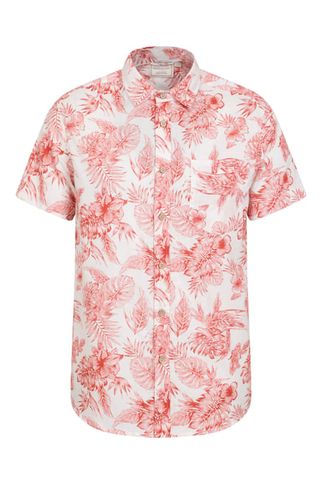 Tropical Printed Men's Short Sleeve Shirt 100% Cotton Chest Pocket Holiday Top Rust - Image 2