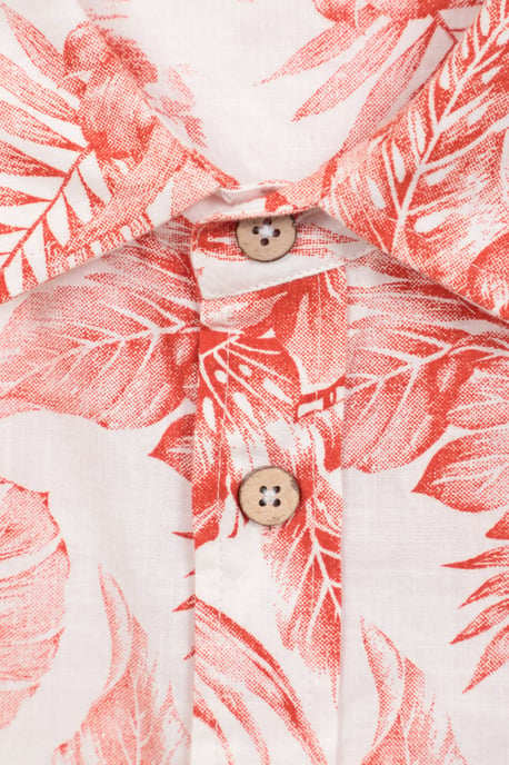 Tropical Printed Men's Short Sleeve Shirt 100% Cotton Chest Pocket Holiday Top Rust - Image 6