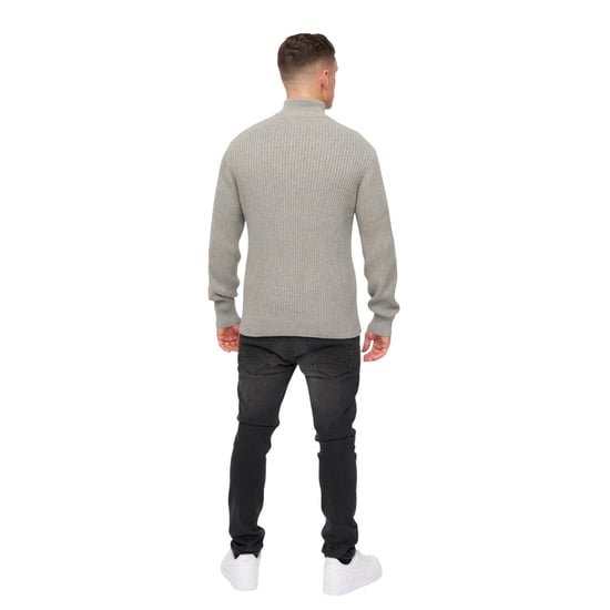 Crosshatch Havaline Stickad Quarter Zip Pullover för män (Grå marl) - Image 2