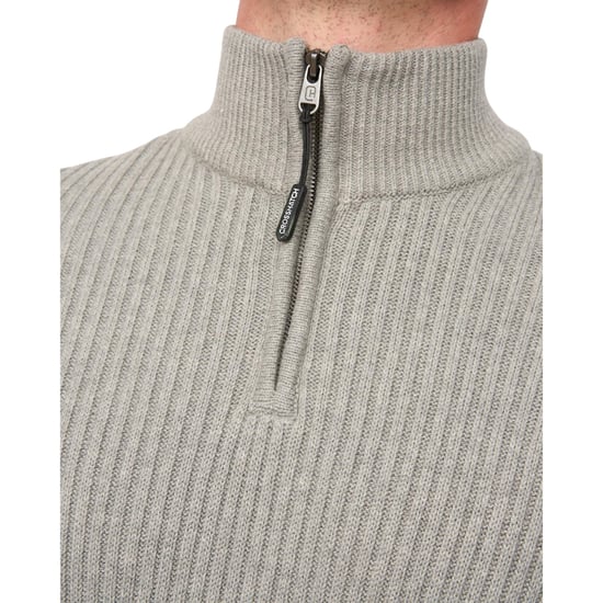 Crosshatch Havaline Stickad Quarter Zip Pullover för män (Grå marl) - Image 3