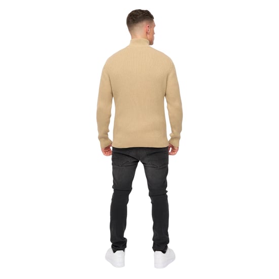Crosshatch Havaline Stickad Quarter Zip Pullover för män (Sten) - Image 2