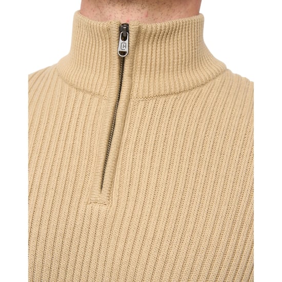 Crosshatch Havaline Stickad Quarter Zip Pullover för män (Sten) - Image 3