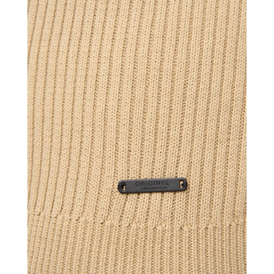 Crosshatch Havaline Stickad Quarter Zip Pullover för män (Sten) - Image 4