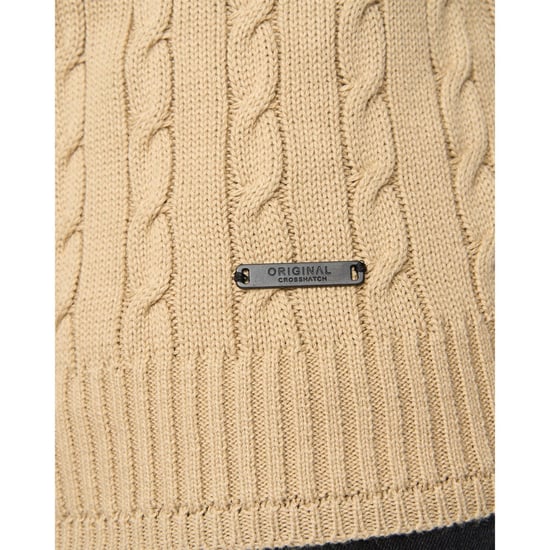 Crosshatch Kabstars kabelstickad tröja för män (Sten) - Image 4