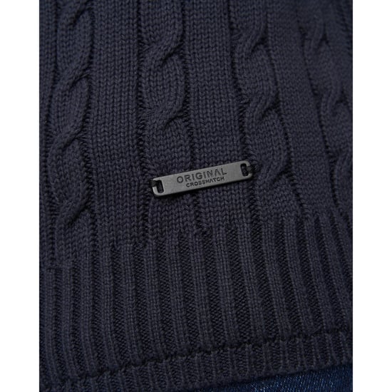 Crosshatch Kabstars kabelstickad tröja för män (Marinblått) - Image 4