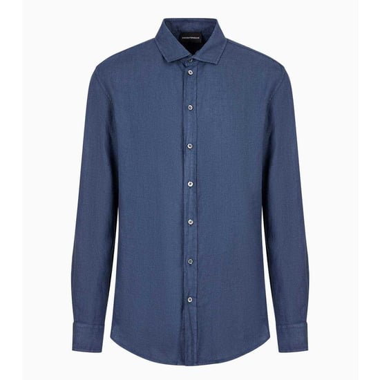 Emporio Armani Vanlig bomullsskjorta för herrar (Blå) - Image 1