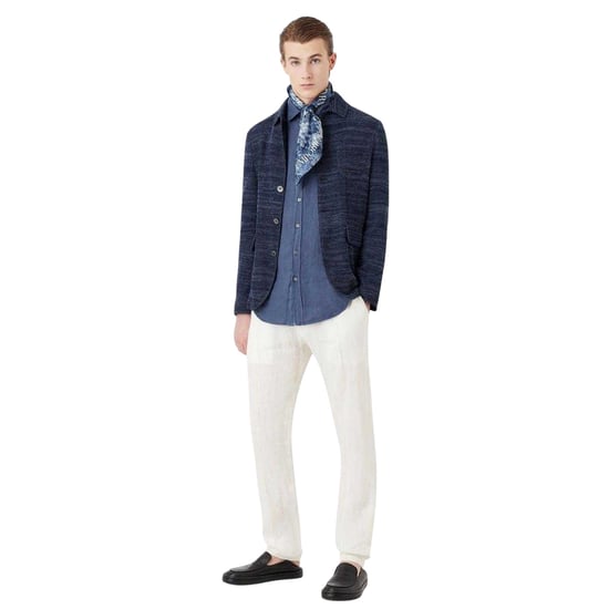 Emporio Armani Vanlig bomullsskjorta för herrar (Blå) - Image 4