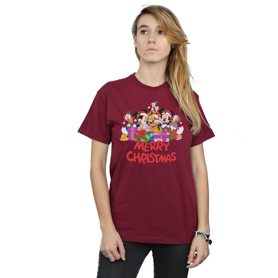 Disney Dam/Tjej - Musse Pigg och hans vänner - jul - Boyfriend-t-shirt i bomull (Bourgogne) - Image 2