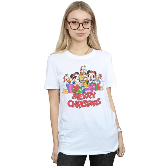Disney Dam/Tjej - Musse Pigg och hans vänner - jul - Boyfriend-t-shirt i bomull (Vit) - Image 2