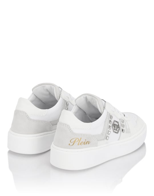 Mix Materials Low-Top Sneakers With Studs - Image 3