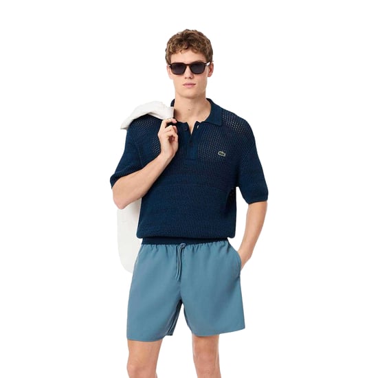 Lacoste Heren Monochrome Middellange Zwembroek (Blauw) - Image 1