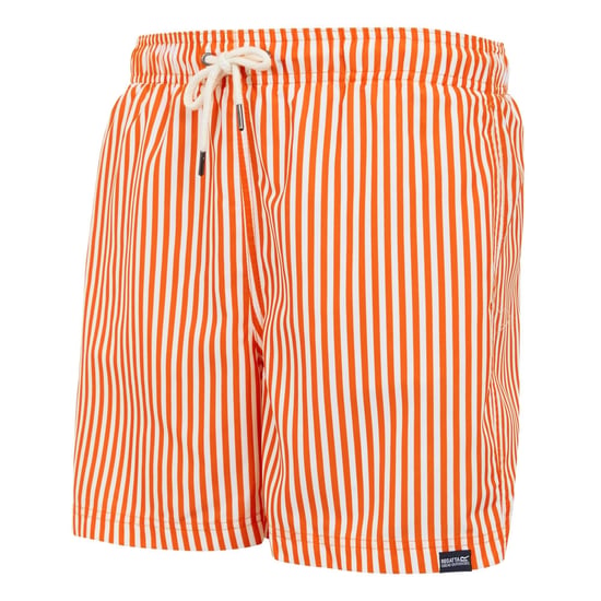 Regatta Mens Loras Stripe Swim Shorts (Celosia Orange) - Image 3
