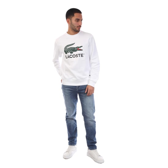 Lacoste Heren Fleece Sweatshirt met ronde hals (Wit) - Image 4